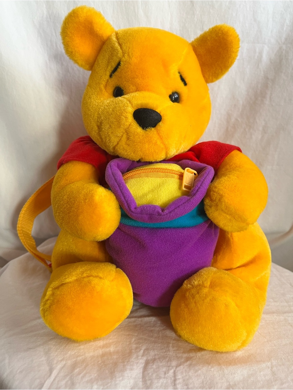 Disney Winnie the Pooh Plush Backpack Bag Yellow Bear 16” Vintage 1990’s